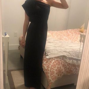 Floor length black formal gown- one shoulder